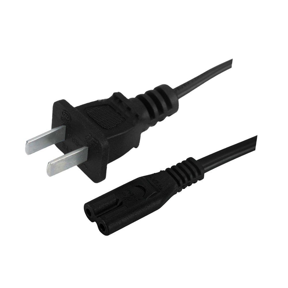 PBB-6~ST2中国两芯扁插带C7八字尾连接器的电线组件CCC认证电源线